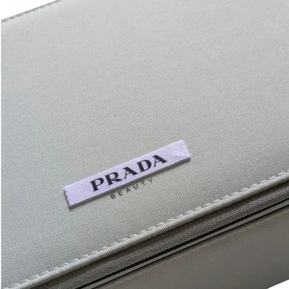 Prada Beauty Vanity Vert Mint Green Makeup Train Case Mirror Recycled LG1448 NWT